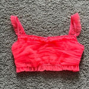 For Love & Lemons Women's Pink Ruffled Top